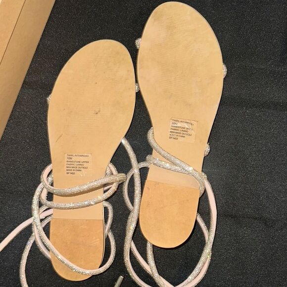 Steve Madden Silver Crystal Sandals w/ Ankle Straps Size 10 - Picture 8 of 10